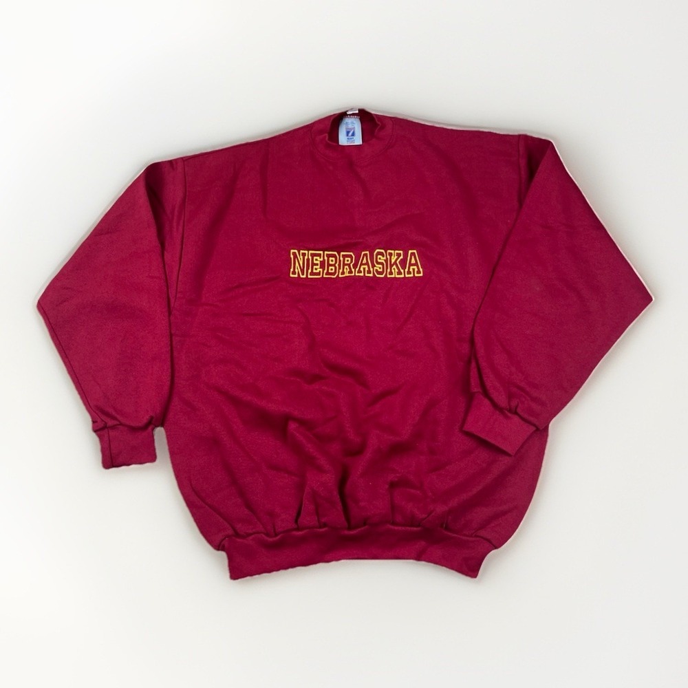 Vintage Logo 7 Sweatshirt Men's Size XL Red Nebraska Embroidered 90s - NWOT